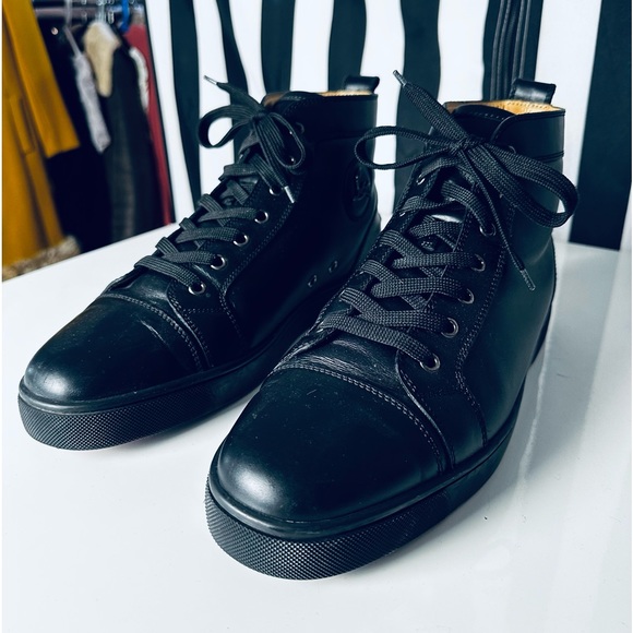 Christian Louboutin Men’s High Top Sneakers w/ Red Bottom Soles - Picture 3 of 13